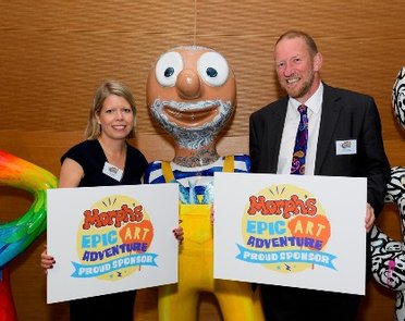 A Morph sculpture with Sarah Pugh, Whizz Kidz CEO and one of our fantastic sponsors