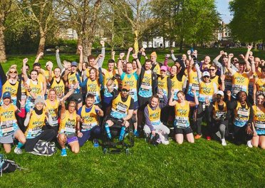 A group photo featuring around 70 of our London Marathon runners