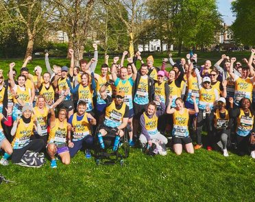 A group photo featuring around 70 of our London Marathon runners