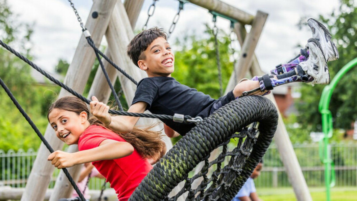 Children on swing