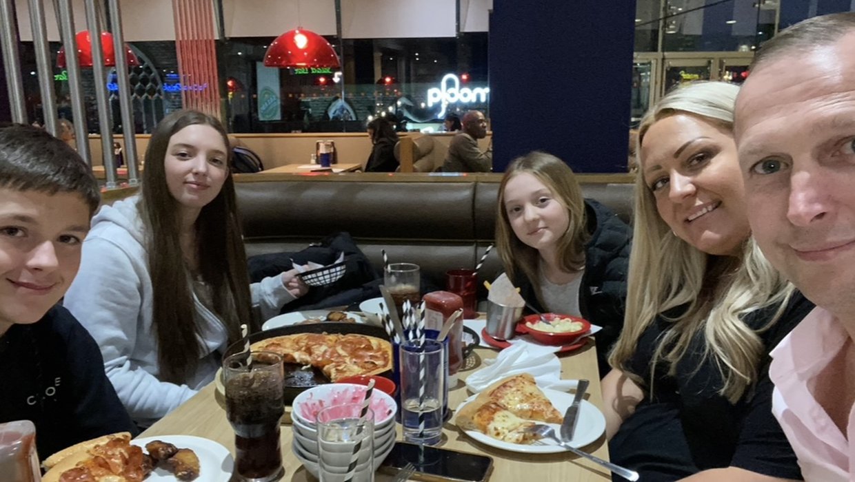leech family sat having dinner