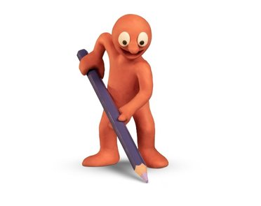 Morph holding a pencil